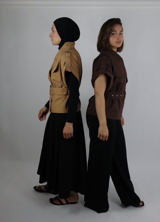 Kurzarm Trenchcoat mit Gürtel