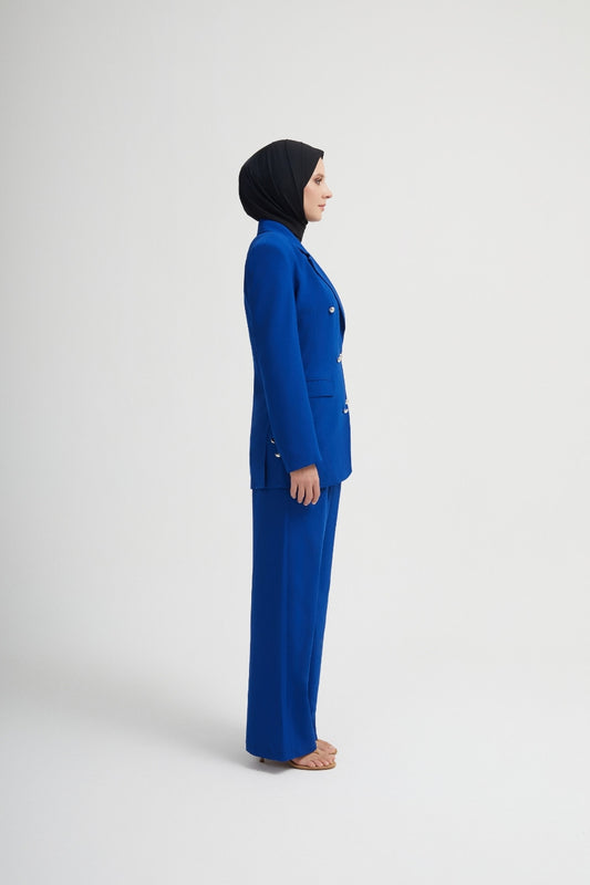 Raja Twinset – Elegant blazer & wide trousers in royal blue | Modest fashion trouser suit