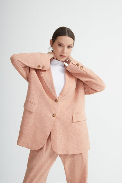 Nassau Twinset – Elegant beige trouser suit for modest fashion & business chic
