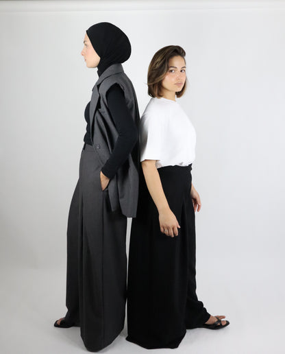 Wide-Leg Bundfaltenhose