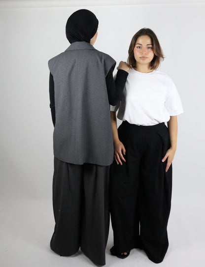 Wide-Leg Bundfaltenhose