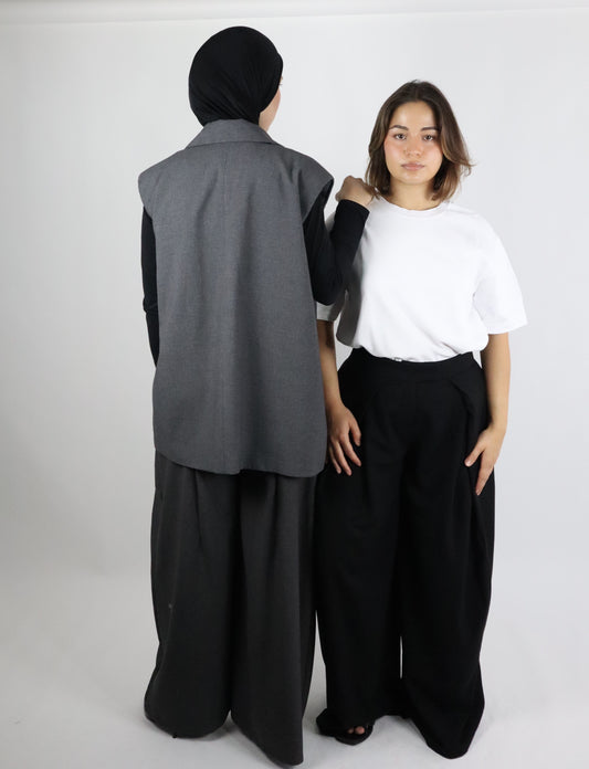 Wide-Leg Bundfaltenhose