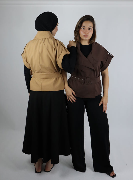 Kurzarm Trenchcoat mit Gürtel