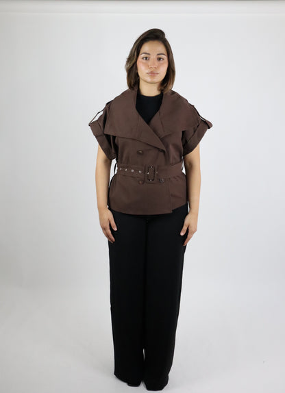 Kurzarm Trenchcoat mit Gürtel