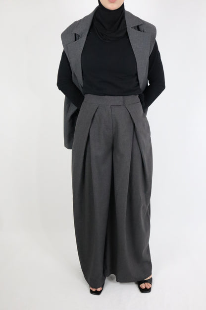 Wide-Leg Bundfaltenhose