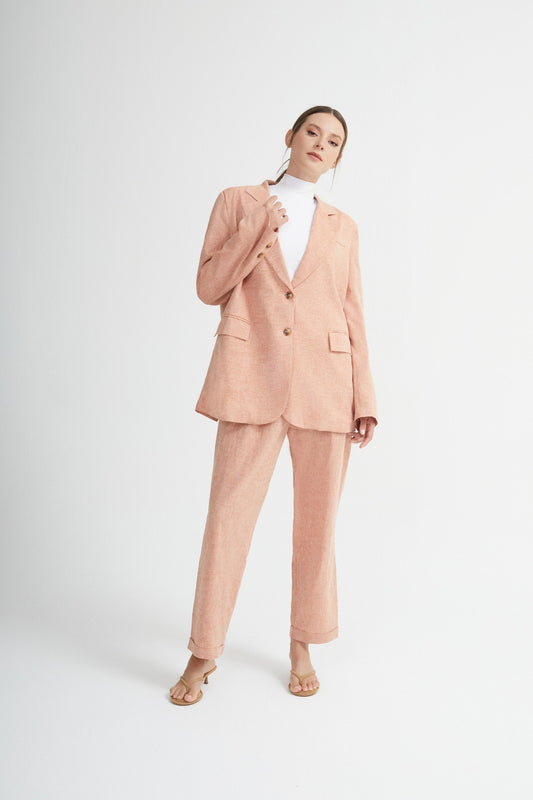 Nassau Twinset – Elegant beige trouser suit for modest fashion & business chic