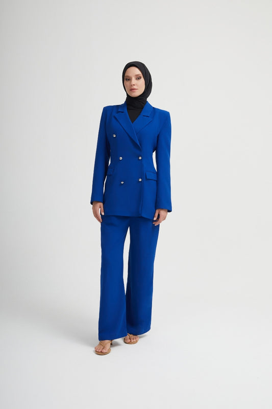 Raja Twinset – Elegant blazer & wide trousers in royal blue | Modest fashion trouser suit